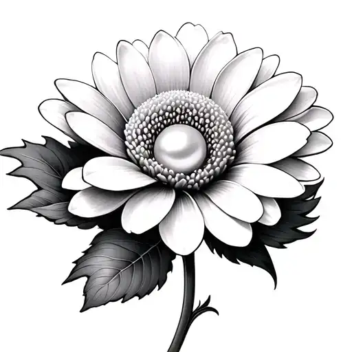 Chrysanthemum Flower Large Unfurling With Pearl At The Center