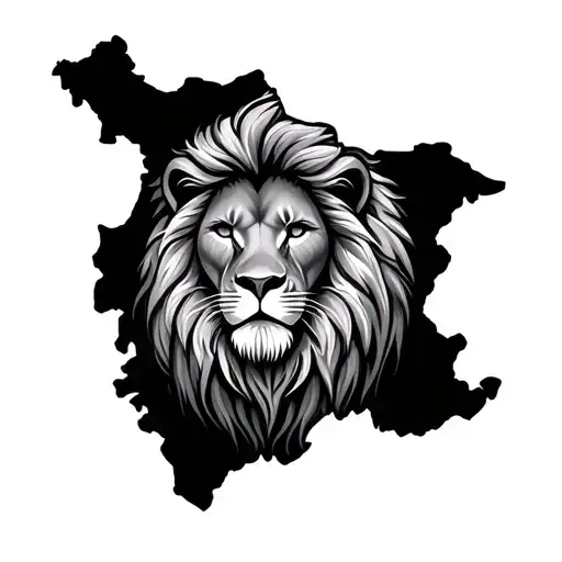 Punjab Map With A Lion Inside The Maps Border