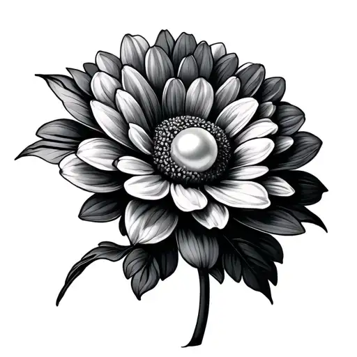 Chrysanthemum Flower Large Petals Unfurling With Pearl At The Center