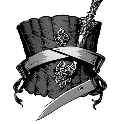 Garter Left Leg Long Backline Burlesque Knife