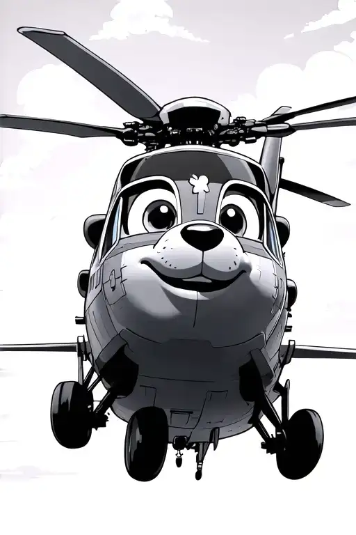 Sky From Paw Patrol Flying A Apache Helicopter