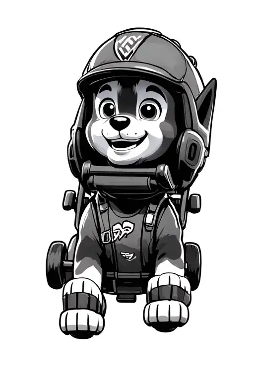 Sky From Paw Patrol Smiling As She Flys In An Apache Helicopter