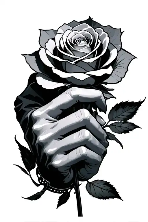 Cyberpunk Hand Holding Rose