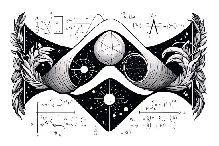 Arm Band Tattoo Including Different Representative Visuals And Equations For The Field Of Physics