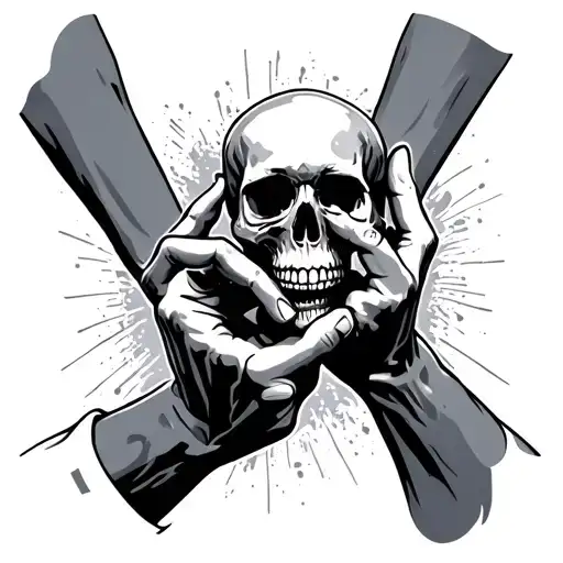 Two Hands Doing A Pinky Promise One A Skull Hand The Other Somthing Cool