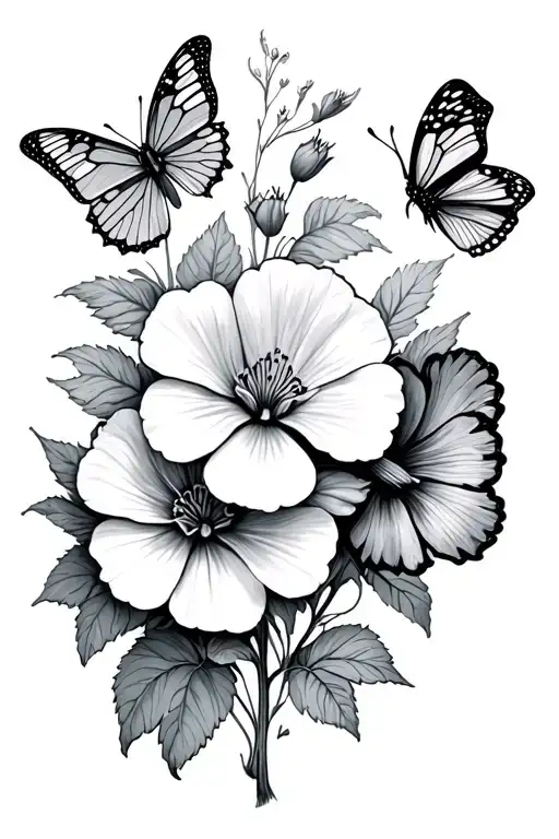 Geranium And Butterflies