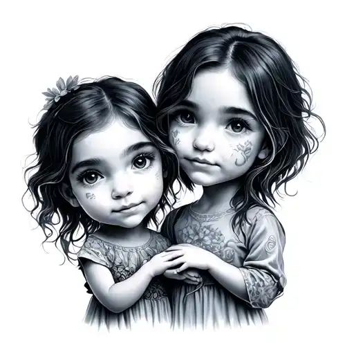 Double Daughter Holding Hands