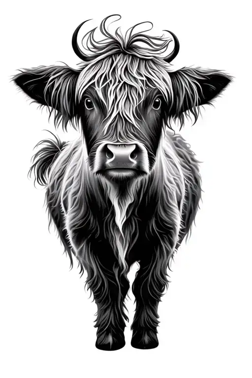 Highland Cow Baby Girl With Mum Dad