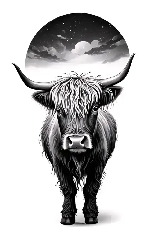 Highland Cow Baby Girl With Mum Dad Mom Daughter