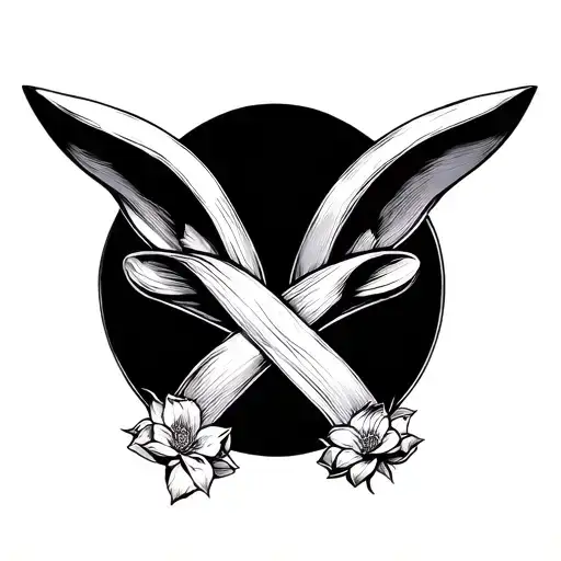 Bunny Ears With An X Intertwined Sexy In Fine Lines