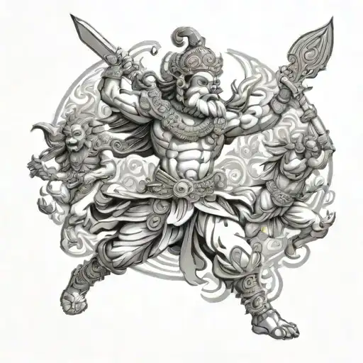 Hindu God Fierce Battle Scene