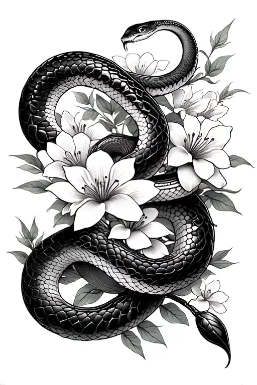 Snake Flowers Japanese Leg Sleeve