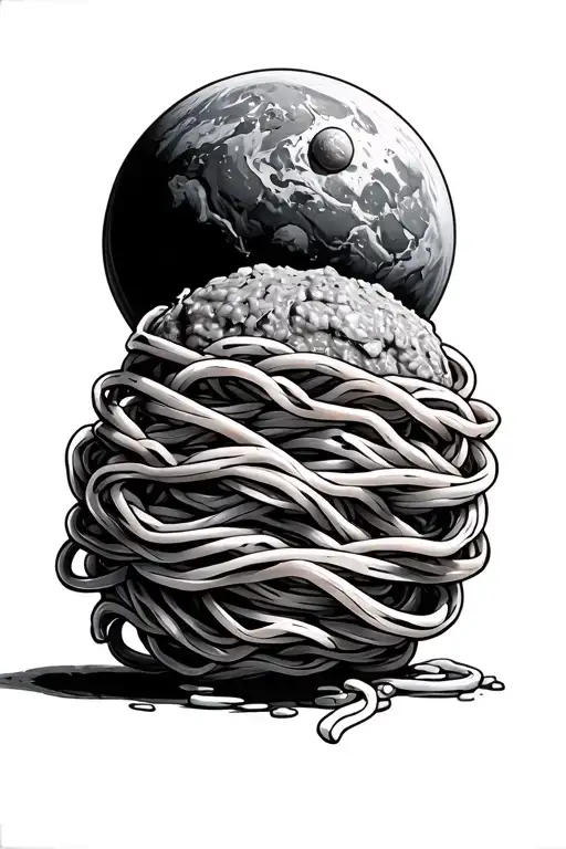 Planet Made Of A Meatball Will Noodle Rings