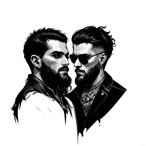 Common Tattoo For 2 People Around The Theme Of Hardmusic And Friends