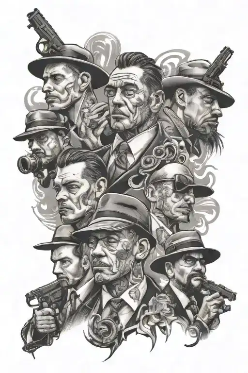 Real Life Gangster Portraits Grouped Together Leg Sleeve