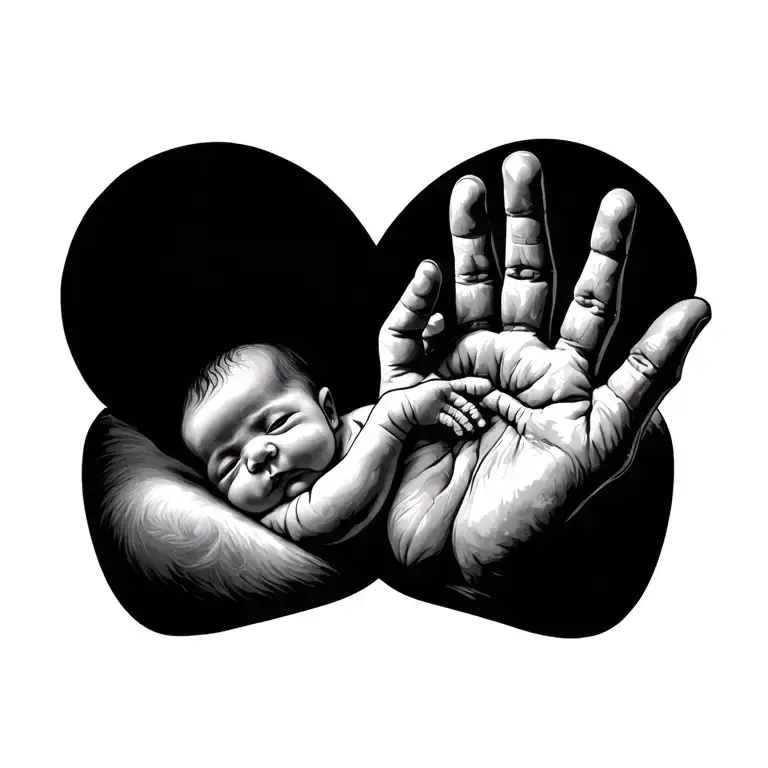 A Hand Print Tattoo Of A Newborn