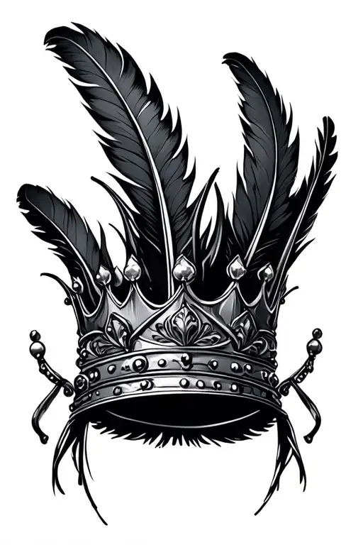 Crown Made Of Black Feathers Falling