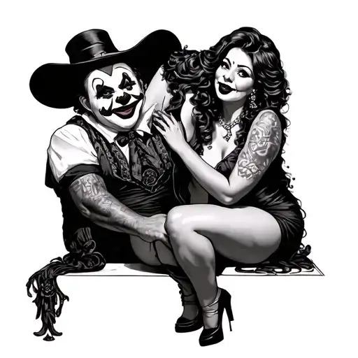Chicano Style Clown And A Woman Posing