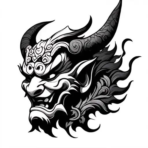 Oni Mask And Temple