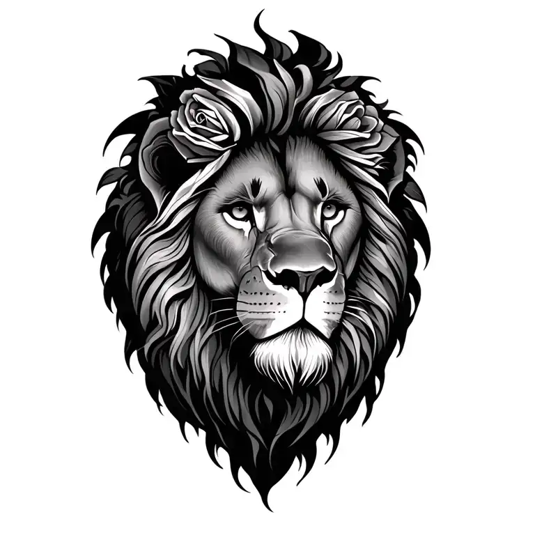 Lion And Roses Growing