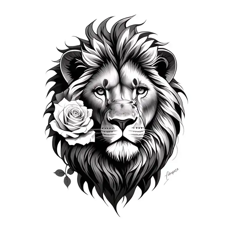 Lion And Roses