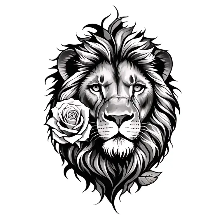 Lion And Roses