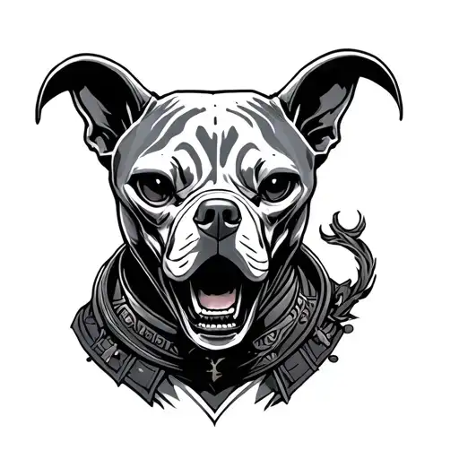 Alien Samurai With Pitbull Dog Skull