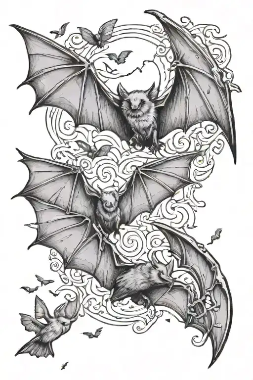 Bats Turning Into Doves Flying