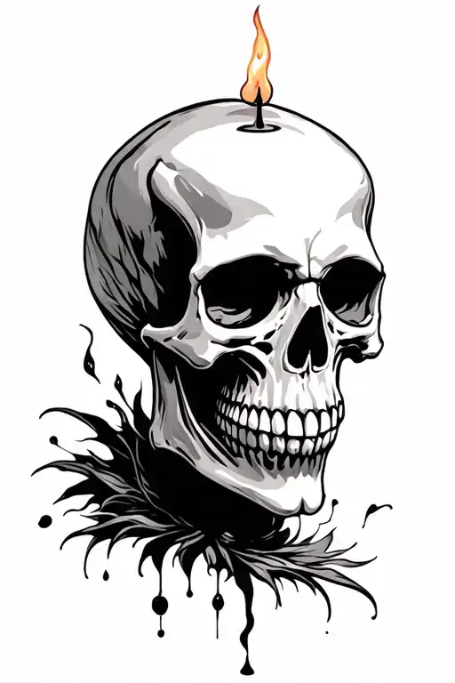 Skull Candle Burning
