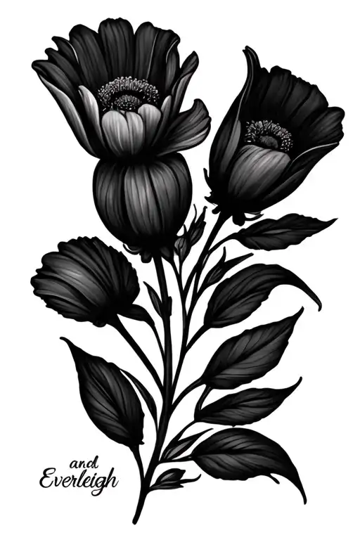 Daisy And Sweet Pea With Everleigh Name Written