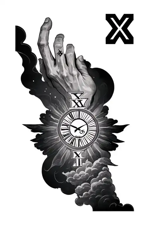 Roman Numerals X-xx-xxiii On Radial Forearm With Sunshine And Clouds