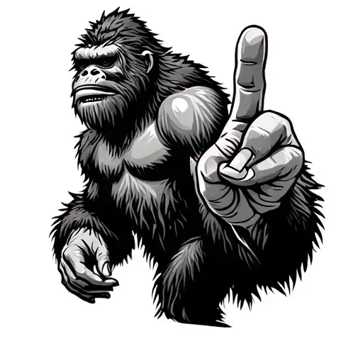 Bigfoot Making Peace Sign