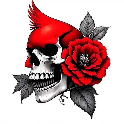Red Cardinal Skull Flower