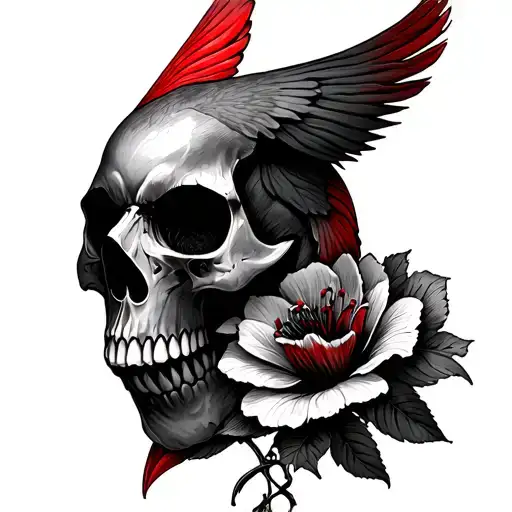 Red Cardinal Skull Flower