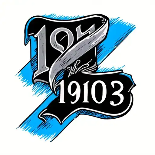 2 Stripes Black And Blue With Date Year 1903