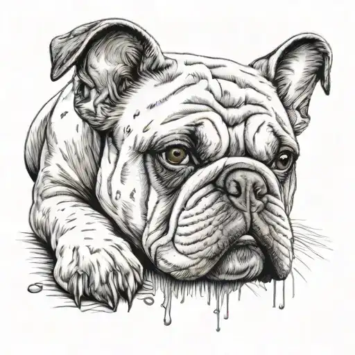 Animal Sleave Featuring Bulldog With Paw Prints Slowly Fading