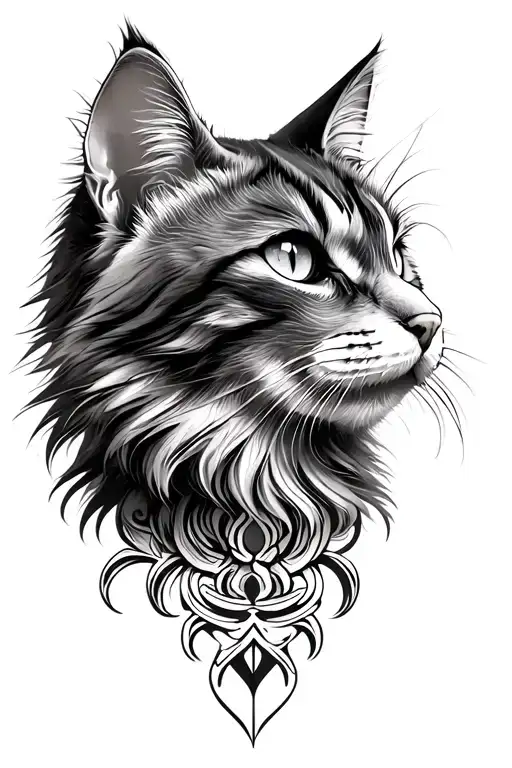 Holestic Main Coon Cat Head In Flowology Style