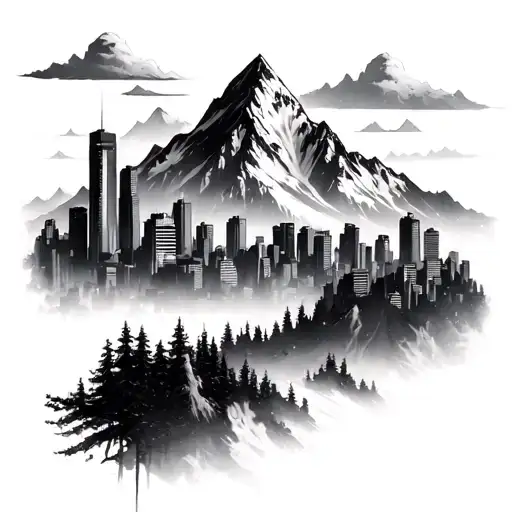 Mountain And City Skyline