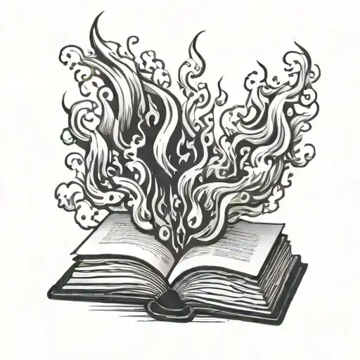 Simplistic Book With Fire Coming Out Of Pages