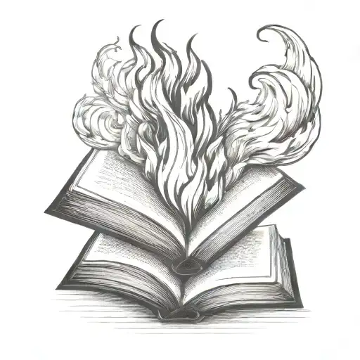 Simplistic Book With Fire Coming Out Of Pages