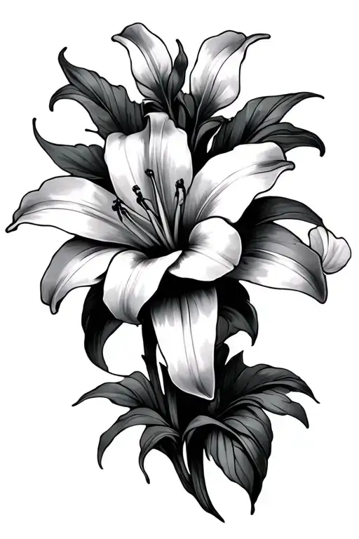 Thin Cross With One Lilly Flower