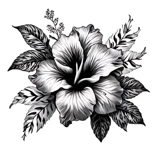 Shaded Lepard Prints Surrounded By Hibiscus Flower