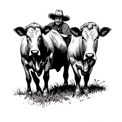 A Farmer Herding Cattle