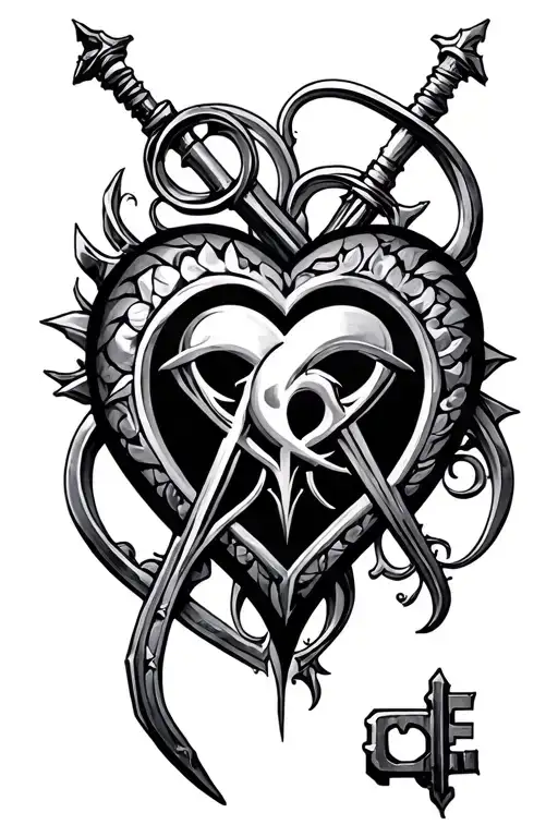 Key Blade Heartagram Surrounded