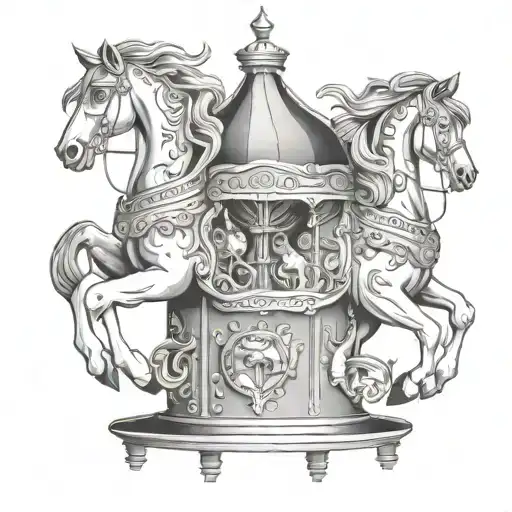 Carousel Music Box With Horses