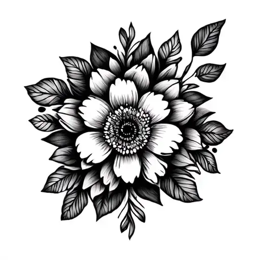 Flores And Mandala Puntillismo In Black