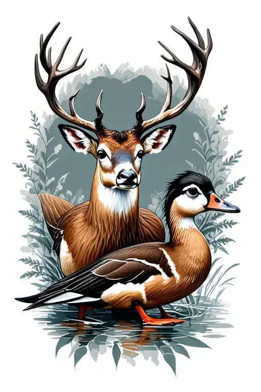 Deer And Duck