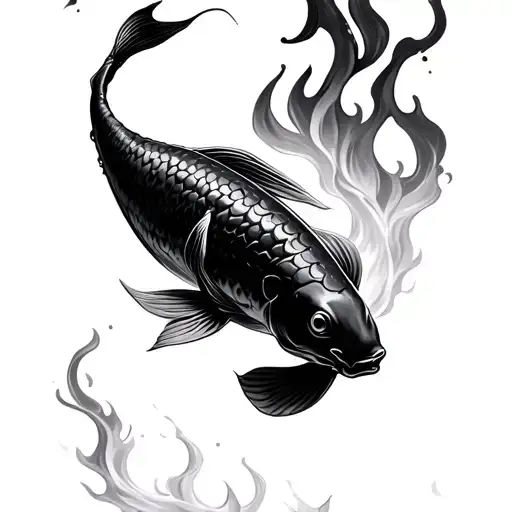 Koi Fish Swimming In Fire
