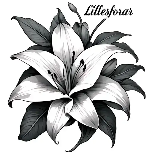 Lillies Forear Tattoo Design With Name Incorporated