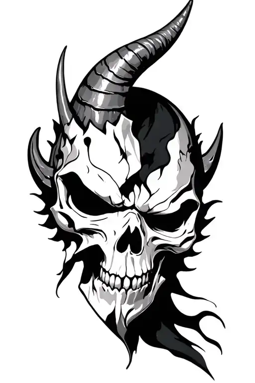 Oni Mask With Broken Horn Skull